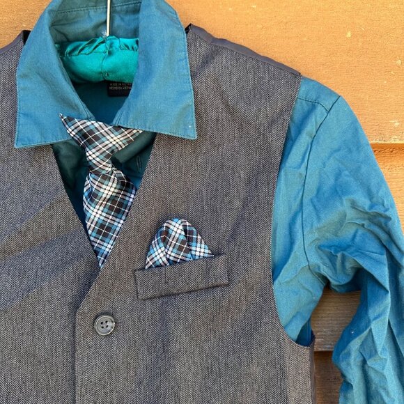 Dockers Boys Dress Shirt Vest & Clip-On Size 10 Cotton/Polyester Blend - Picture 8 of 12